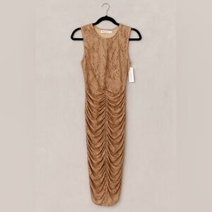 Elegant Tan Sleeveless Dress Size M